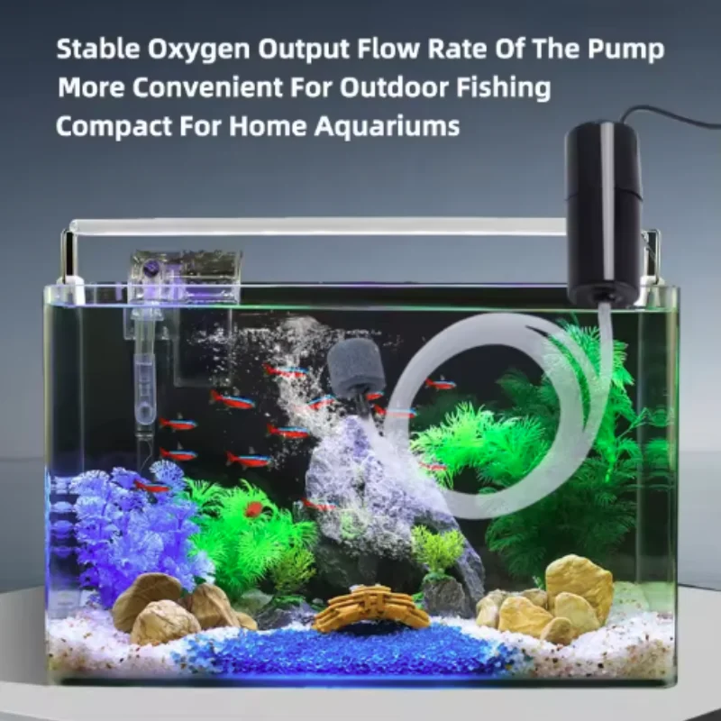 USB Fish Tank Oxygen Pump Silent Aquarium Air Compressor Aerator Portable Fish Tank Accessories for Aquatic Life Support