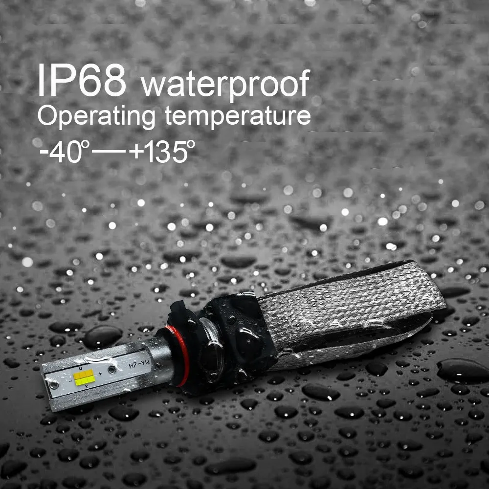 2pc T9 9-36V H1 Kit di conversione lampadine per fari a LED per auto Dissipazione del calore in rame a doppia faccia 12 chip LED Bianco Giallo Bianco caldo