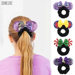 Coleteros para el pelo con orejas de ratón de sirena clásica para niña, coletero de terciopelo elástico de 2,8 pulgadas, accesorios para el cabello DIY para Otoño e Invierno