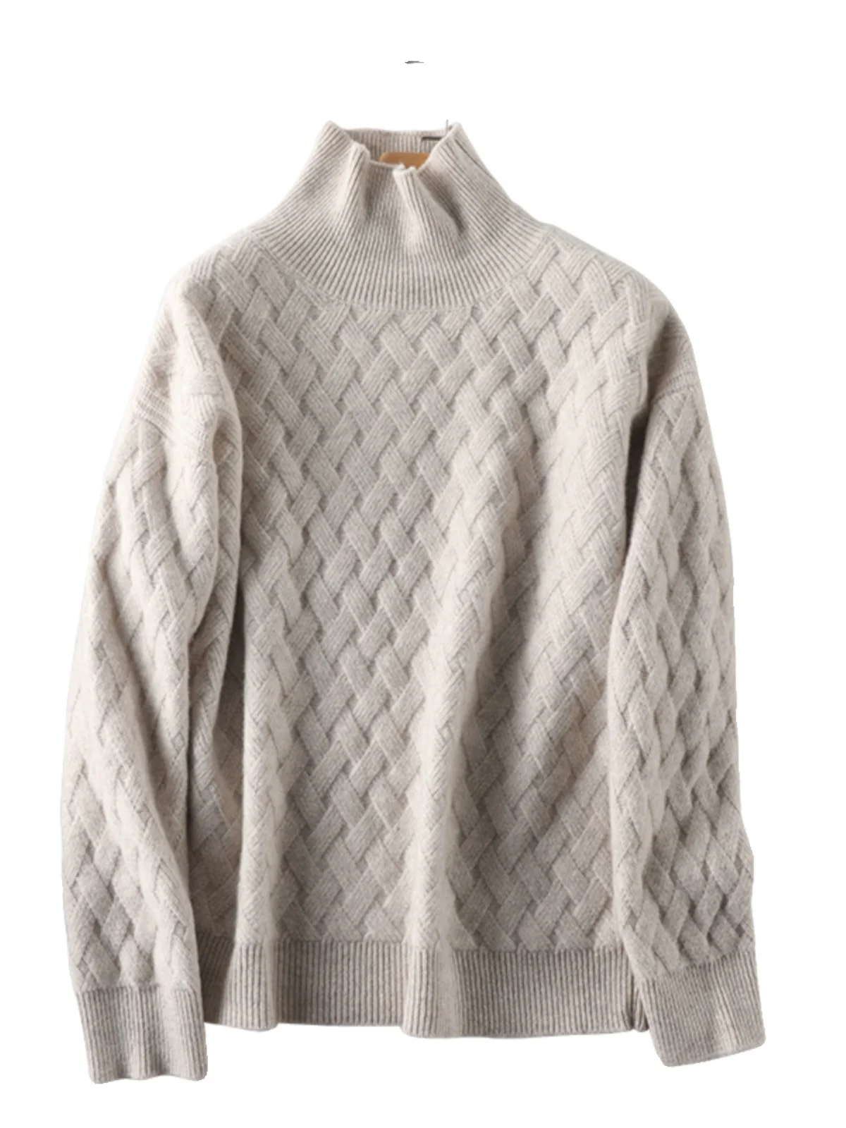 سترة كشمير بياقة مدورة للخريف/الشتاء، بلوفر سميك فضفاض للنساء، سترة من الكشمير