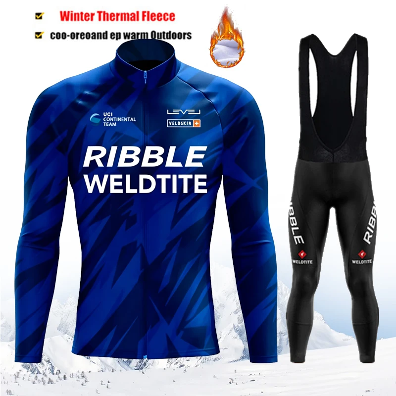 New 2027 Winter Cycling Jersey Set Warm Bicycle Sportwear Suit Ciclismo Road Bike Man Team Clothing Bicicleta Long Bib Pants