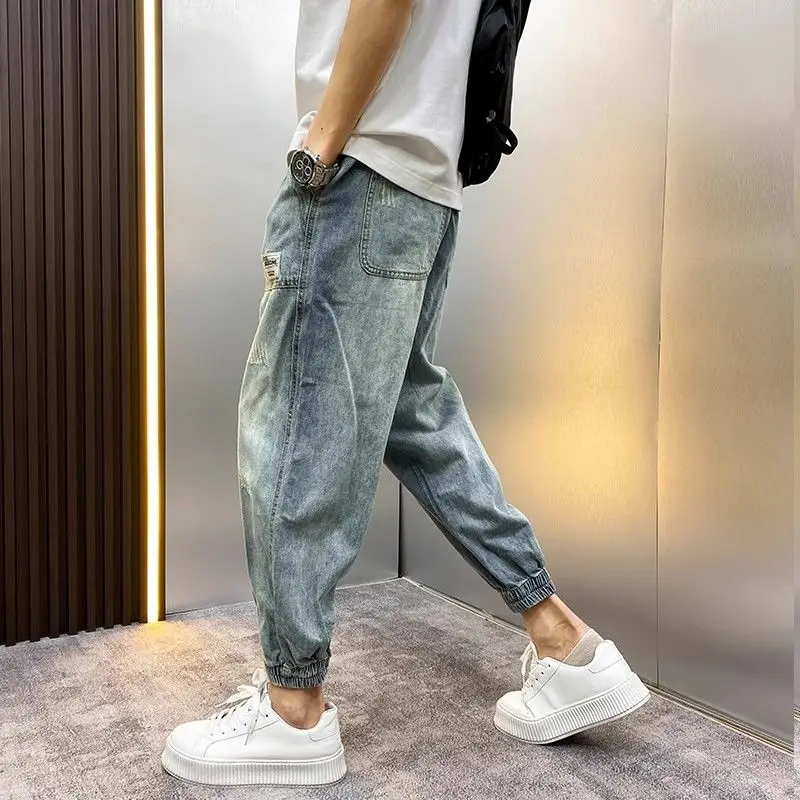 Men Clothing Trendy Brand Jeans CowBoys Summer Loose Washed Harlan Pants Designer Men's New Casual Cargo Baggy Work Pants Men