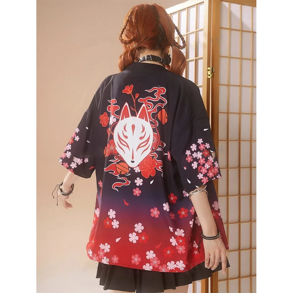 Kimono Cardigan Japanese Traditional Clothing Summer Fashion Cardigan Cherry Blossom Petal Print Fabric Soft And Comfortable