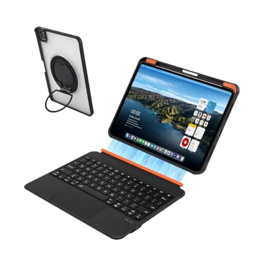 

Чехол-клавиатура для iPad Pro 11 дюймов 1-го/2-го/3-го/4-го поколения, iPad Air 11 (M3/M2), Air 10.9 (4-го-5-го поколения) - магнитный, съемный, с подсветкой