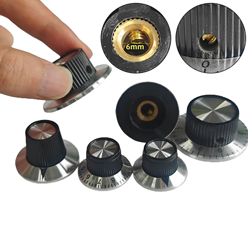 New 2PCS Chrome Top Vintage Guitar AMP Amplifier Knob Arrow Indication Knob For 6MM Shaft Effect Pedal Knob DIY Accessories New