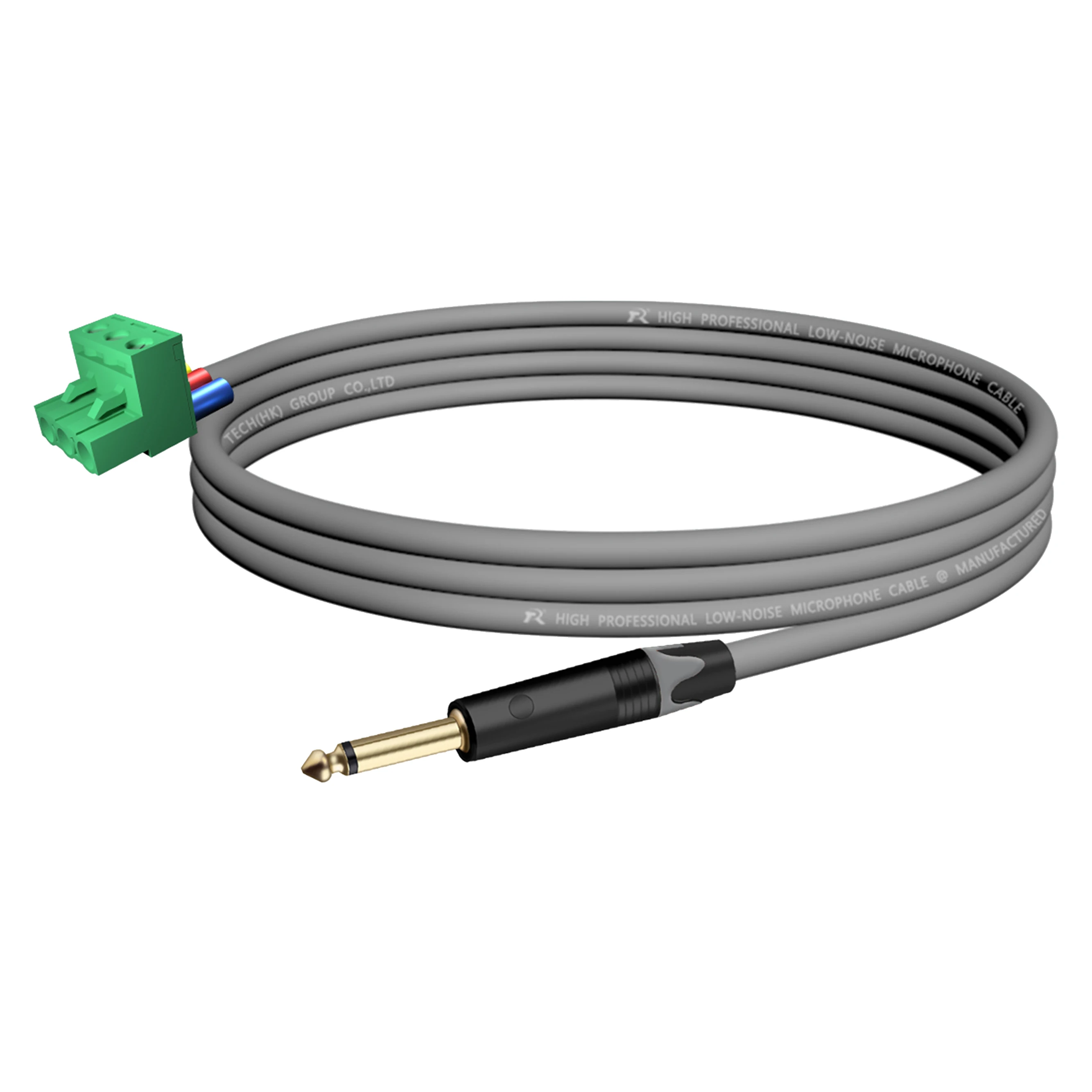 6,35mm TS Mono auf 3-polige Phoenix Schraubklemme Audiokabel, mit Schwarzem Endgehäuse, Gl/Nl Beschichtet, für Audiosignalprozessoren – Detail 6