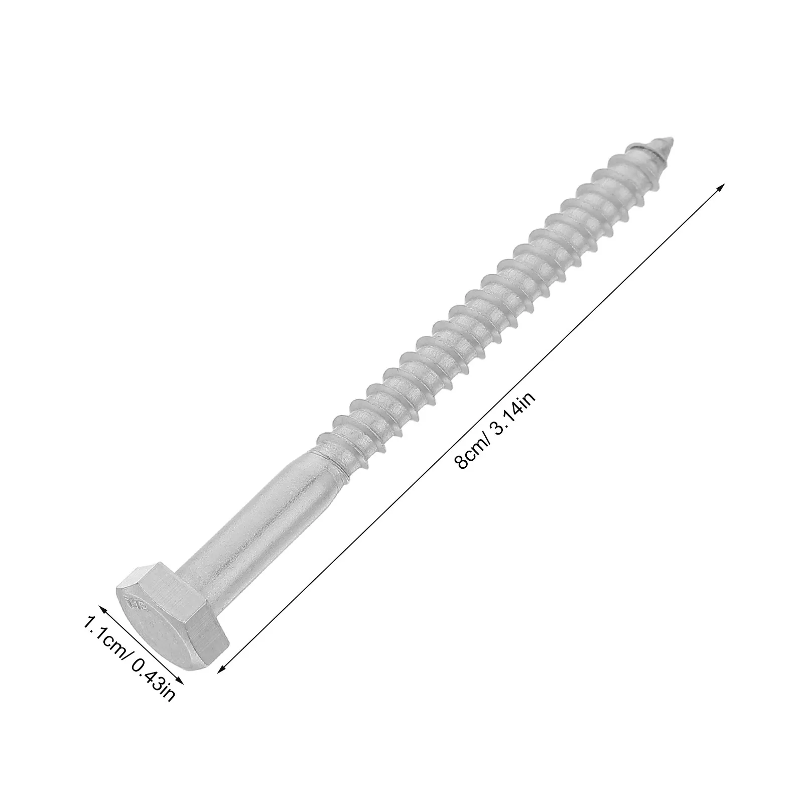 20Pcs Hex Head Stainless Steel Wood Screws Self Tapping Lag Screws Structural Timber Deck Outdoor Heavy Duty Mounting