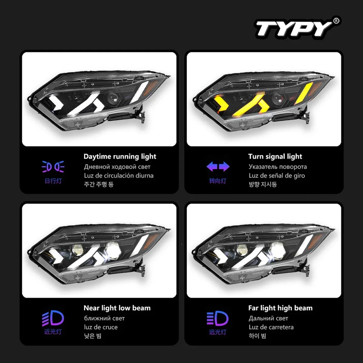 TYPY Car For Honda Vezel Headlight 2019-2022 Upgrade Modified to New DRL Dynamic Turn Signal LED Headlight Auto Accessories