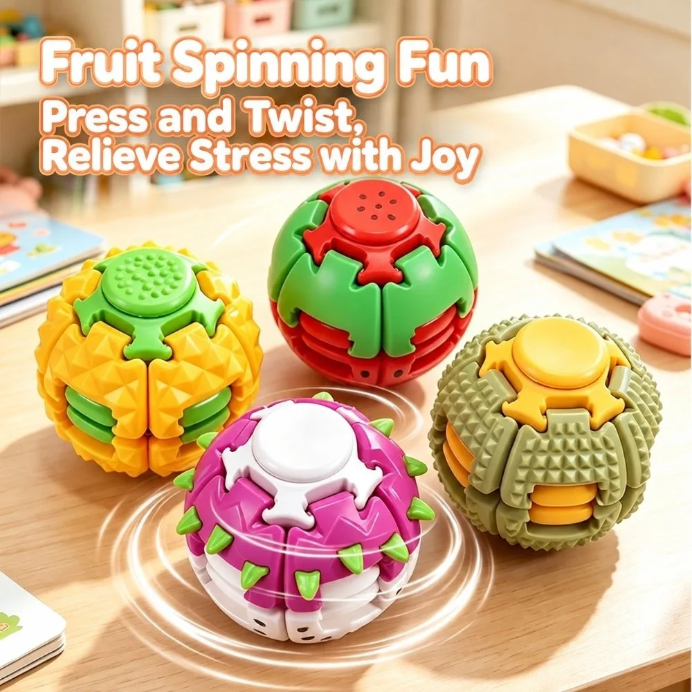 Creative Fruit Shape 3D Printed Ball Stress Relief Desk Ornament Press Rotate Ball Antistress Party Gift Fidgets Ball Birthday