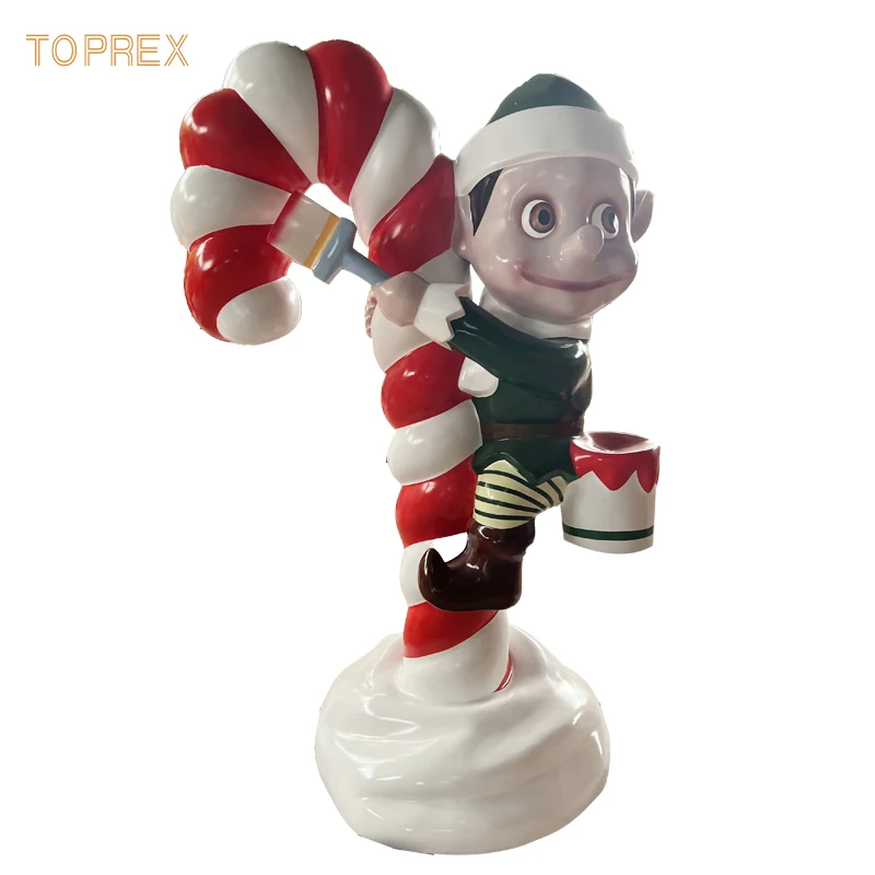 

Outdoor Christmas Elf Giant Decorative Commercial Props 3D life-size Resin Glass Fiber Christmas Elf Statue