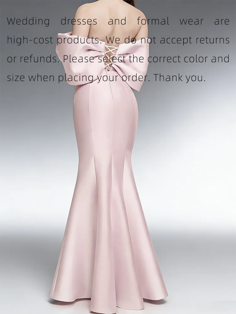 فساتين سهرة رسمية أنيقة من الساتان الوردي مزينة بأربطة حورية البحر فساتين حفلات أعياد الميلاد حسب الطلب #2