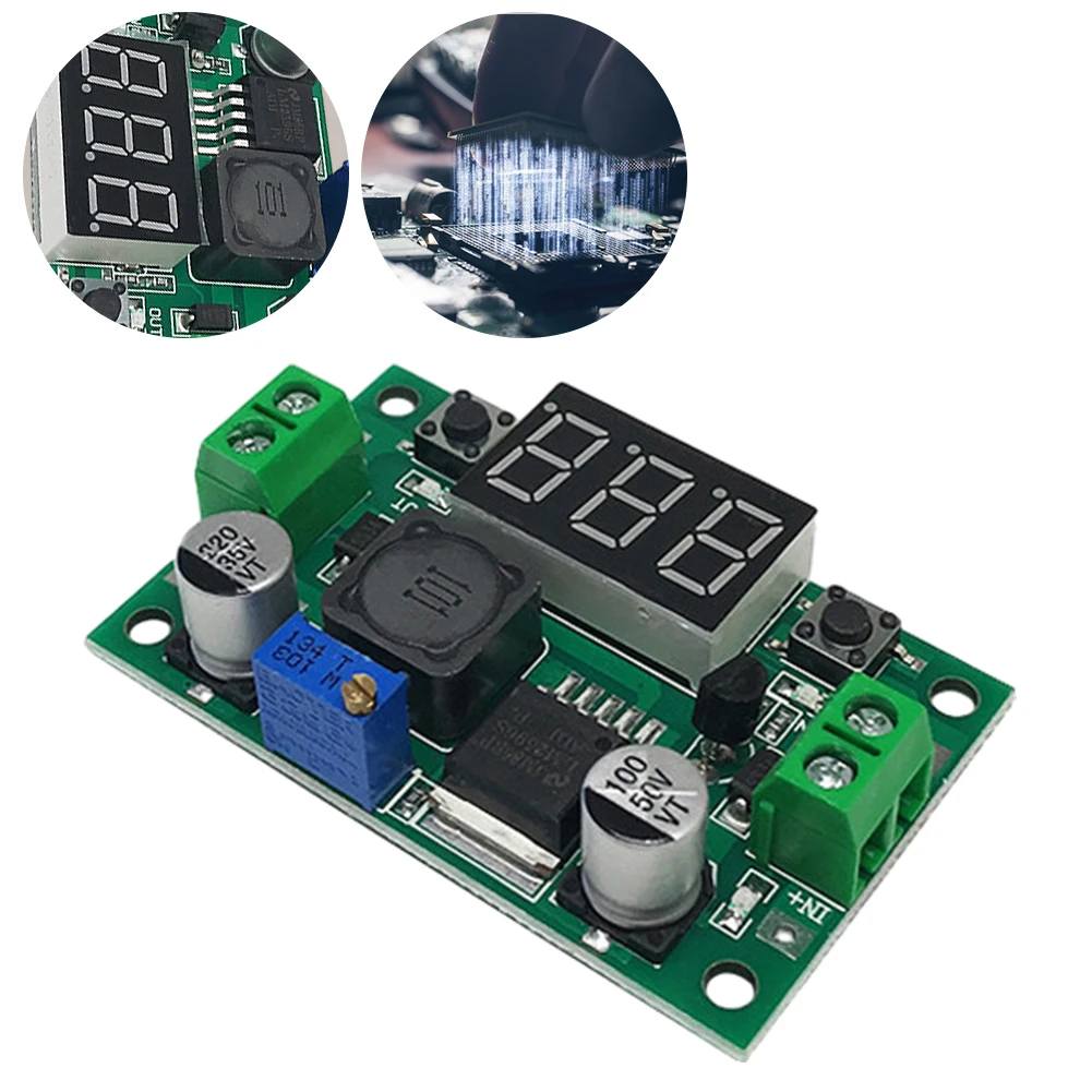 LM2596 DC To DC Buck Converter Board 4.5-40V To 1.25-37V DC DC Step Down Converter Voltage Regulator with LED Voltmeter