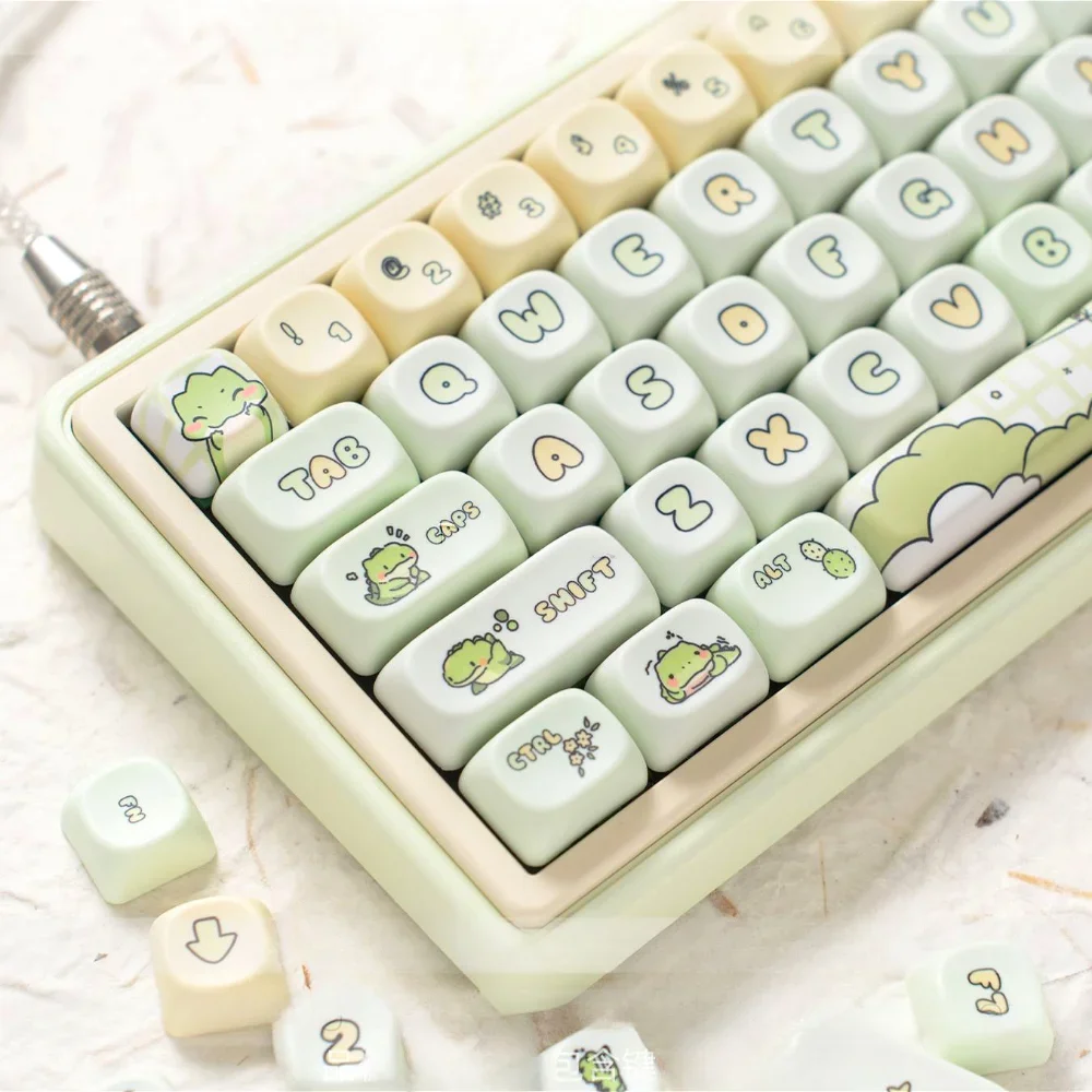 

142 Keys MOA Keycaps PBT Small Dinosaur Cute for 60/64/84/98/108 Gaming Mechanical Keyboard MX Switch