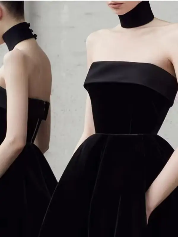 E Vestido Largo de Terciopelo Ne para Fiesta de Cumpleaños, Actuaciones, Reuniones Anus de Empresa y Bodas