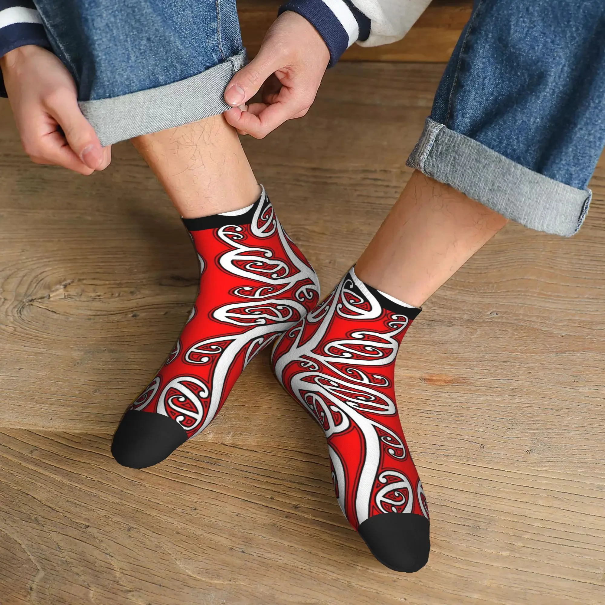 All Seasons Maori Pattern All Blacks New Zealand Rugby Christmas Socks Sport Tube Socks Soft Funny Stockings for Men Women