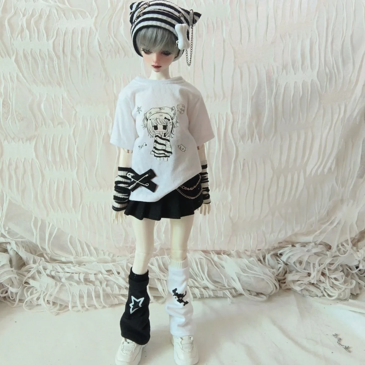 

1/4 1/5 1/6 BJD Doll Clothes, Cat Ears Hat, Short Skirt, Hand Sleeve Free Shipping