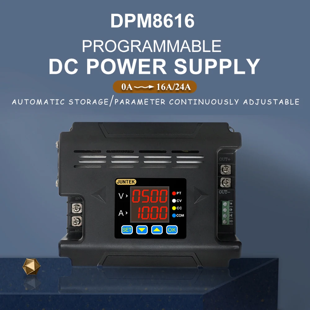 

JUNTEK DPM8616 60V16A Programmable DC DC Digital Adjustable Step Down Voltage Power Supply Buck Converter 485 Communication Tool