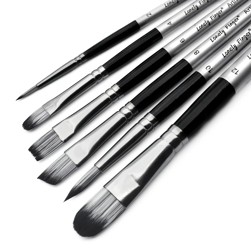 6 PCS Paint Brush Mix Set Art Painting Brush for Acrylic Watercolor Oil Gouache, Detail Painting Artist Brush Kit for Kid, Adult