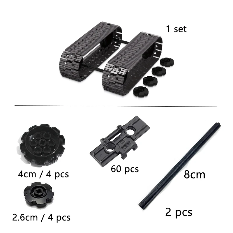 Kleine bouwsteendeeltjes, combinatie van tankrails, technisch voertuigrailsvervoer, militaire accessoires, 57518-onderdelen