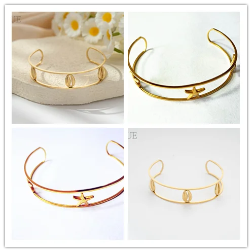 Luxurious Exquisite Stainless Steel Shell Summer Plain Circle Couple Design Gold-plated Fashion Bracelet Designer Jewelry