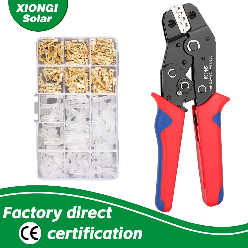 XIONGISOLAR SN-58B Durable High Carbon Steel Ratcheting Crimper-Versatile, Ergonomic Tool for 0.25-1.5mm2(23-16AWG)Wholesale