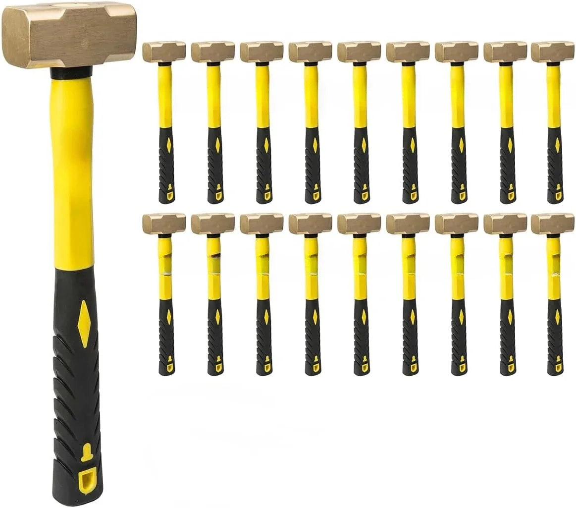 أداة مطرقة زلاجة 2 رطل من الألياف الزجاجية ذات الرأس النحاسي مع مقبض مريح 2 رطل 18 لكل علبة #1