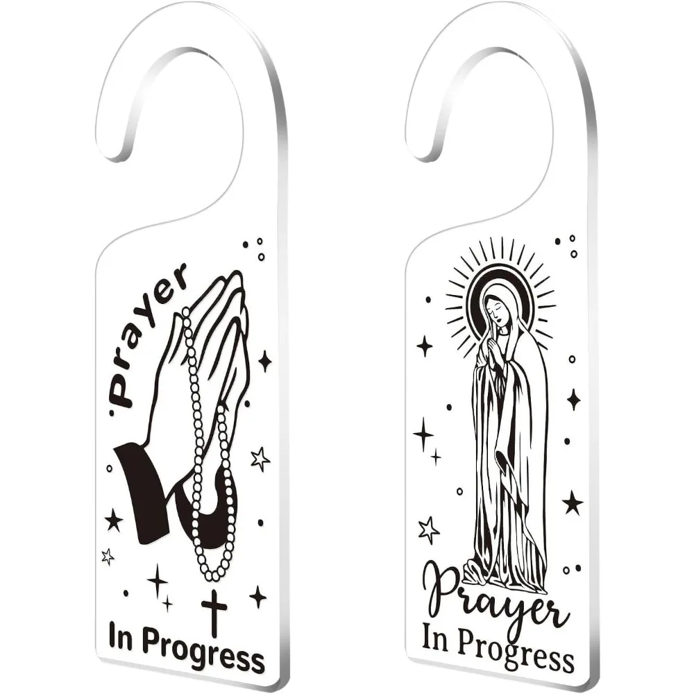 2Pack Prayer in Progress Door Sign Acrylic Notice Door Hanger Sign Door Handle Hangings Sign Handle Decorations