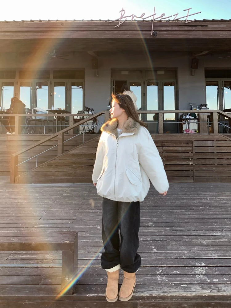 

Утепленная зимняя парка nini Lazy Style оверсайз свободного кроя на молнии, с длинными рукавами, средней длины