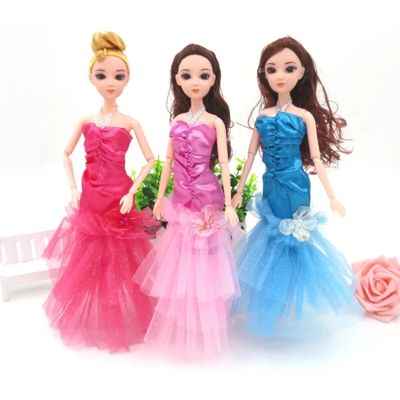 Dressed Doll Beauty Fishtail Dress Multi Layer Mesh Dress Slim Fit Long Dress Doll Dressed Toy Accessories