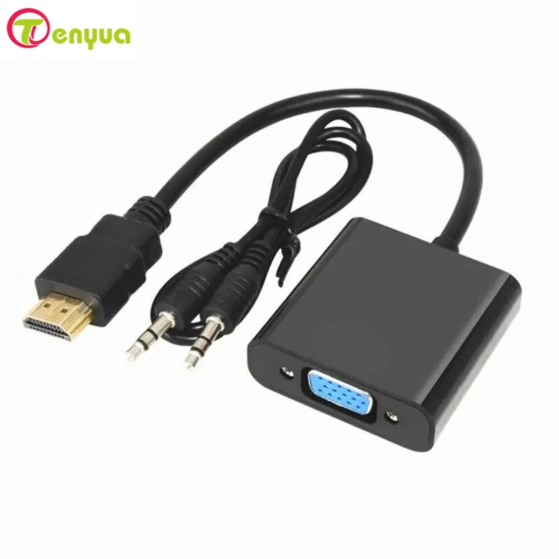 High Speed HD To VGA Cable HDTV Converter With Audio HD 1080P HD Male To VGA Female Converter Adapter for Laptop PC TV