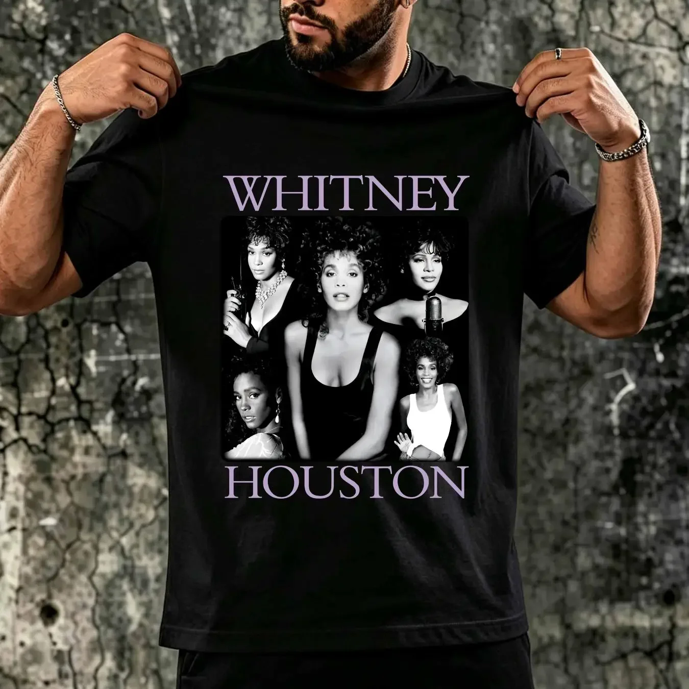 washed T Shirt Whitney Houston Men's Multiple Pose vintage Washed graphic Comfortable fashion streetwear Stylish Unisex