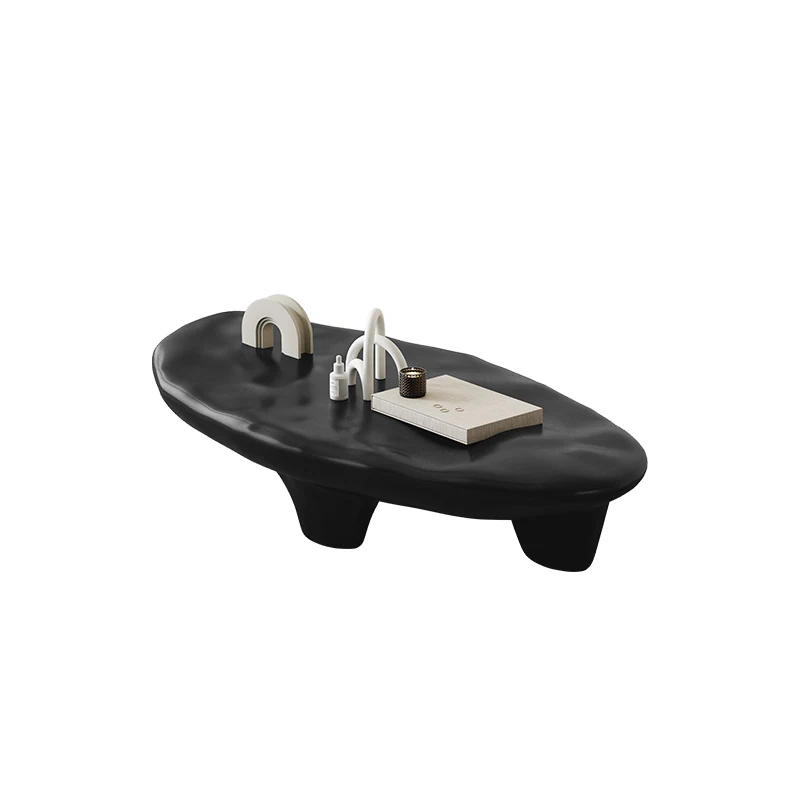 

Pebble oval Nordic light luxury simple modern living room designer black special-shaped tea table