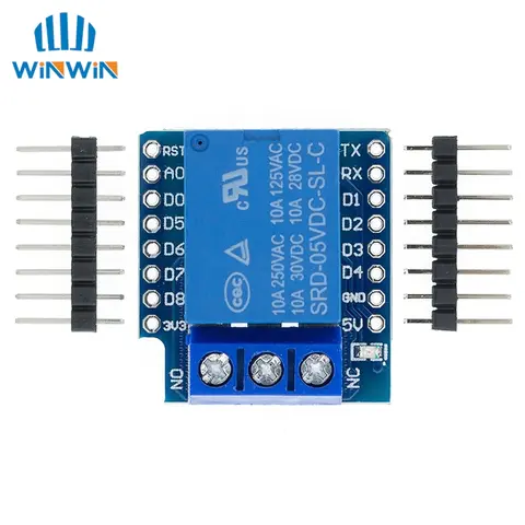 Enkanalig Wemos D1 Mini Relay Shield Wemos D1 Mini Relay Module för ESP8266 Development Board 1 kanal 10 best sales ESP-relä - №8