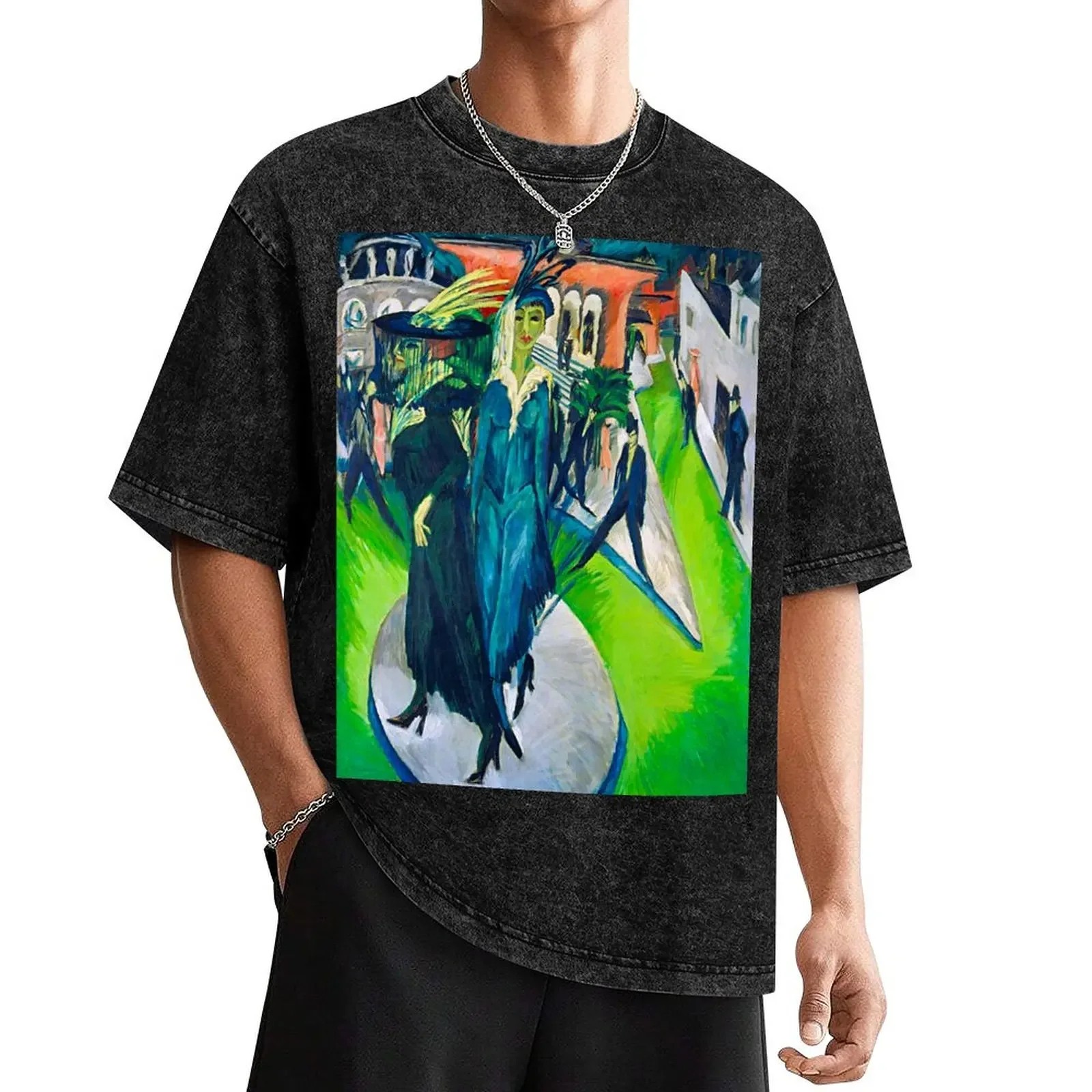 HD ERNST LUDWIG KIRCHNER - Potsdamer Platz 1914 T-Shirt plus size clothes summer top clothing for men