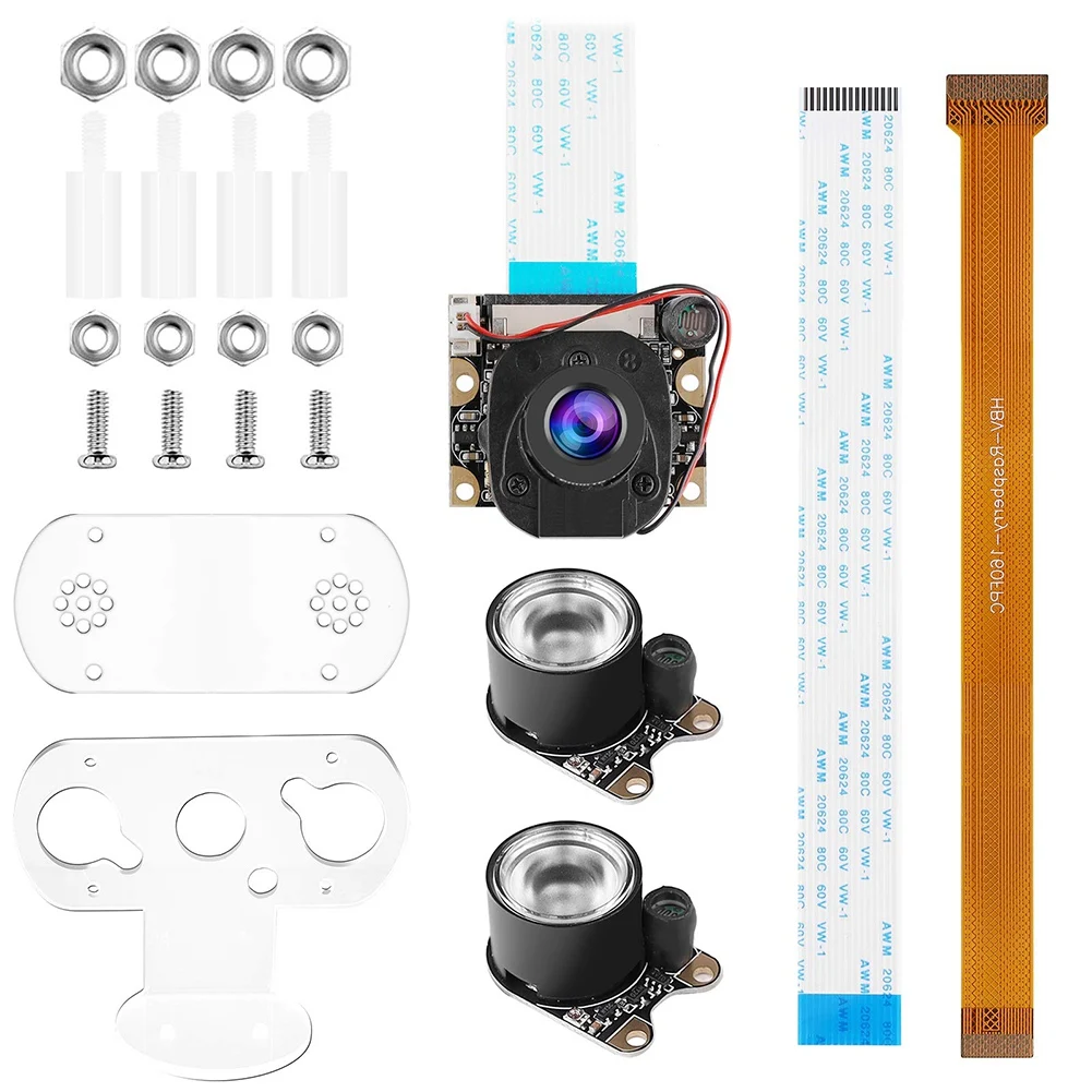 for Raspberry Pi 4B Camera with Holder and Cable IR Camera Module 5MP OV5647 Webcam Automatically Switching Between Day