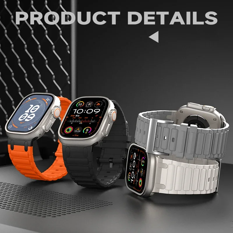 Modified Metal Integration Band for Apple Watch Ultra 2 49mm 10 9 8 7 46mm 45mm 42mm 41mm Silicone Bracelet iWatch 6 5 4 SE 44mm image 4