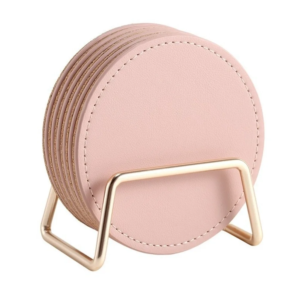 

Waterproof PU Leather Cork Coaster Tabletop Protection Holder Set Drink Cup Mat Non Slip Spill-proof Coffee Mug Cushions Office