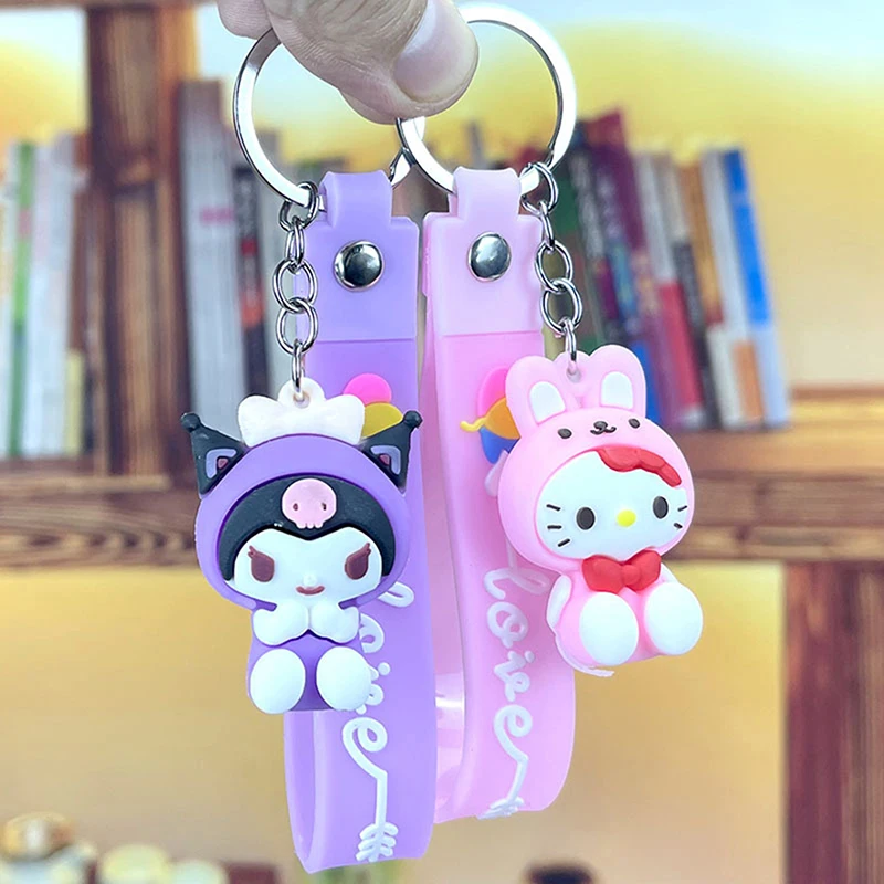 Sanrio Sleutelhanger Anime Kleine Tweelingster Cinnamoroll Melodie Hello Kitty Kawaii Actiefiguren Hangen Aan De Tas Geschenken Kids