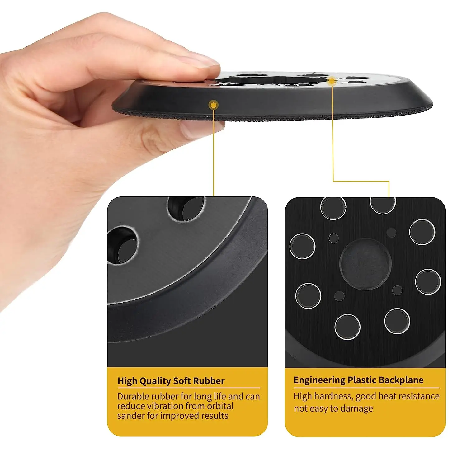 Tampone di ricambio per levigatrice 2 pezzi 5 in 8 fori Hook and Loop parti del tampone abrasivo orbitale per accessorio per lucidatura levigatrice orbitale