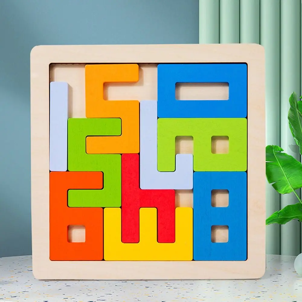 Angka persegi 3D blok kayu teka-teki pembelajaran kognisi warna-warni pelatihan berpikir kecerdasan permainan Puzzle hadiah anak-anak