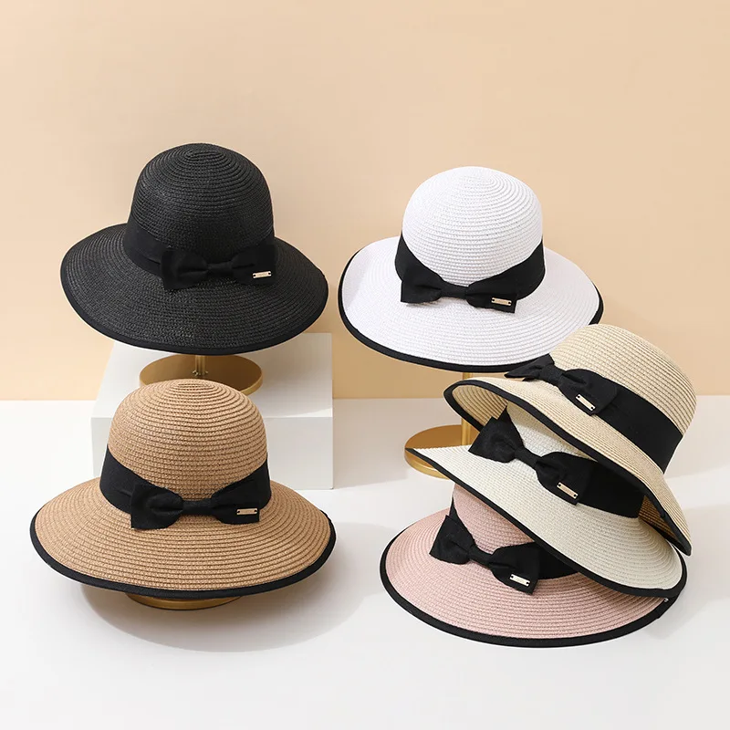 Summer Bows Straw Sun Hat Women's New Arrival Seaside Beach Straw Hat Elegancefashioncasual Sun Hat