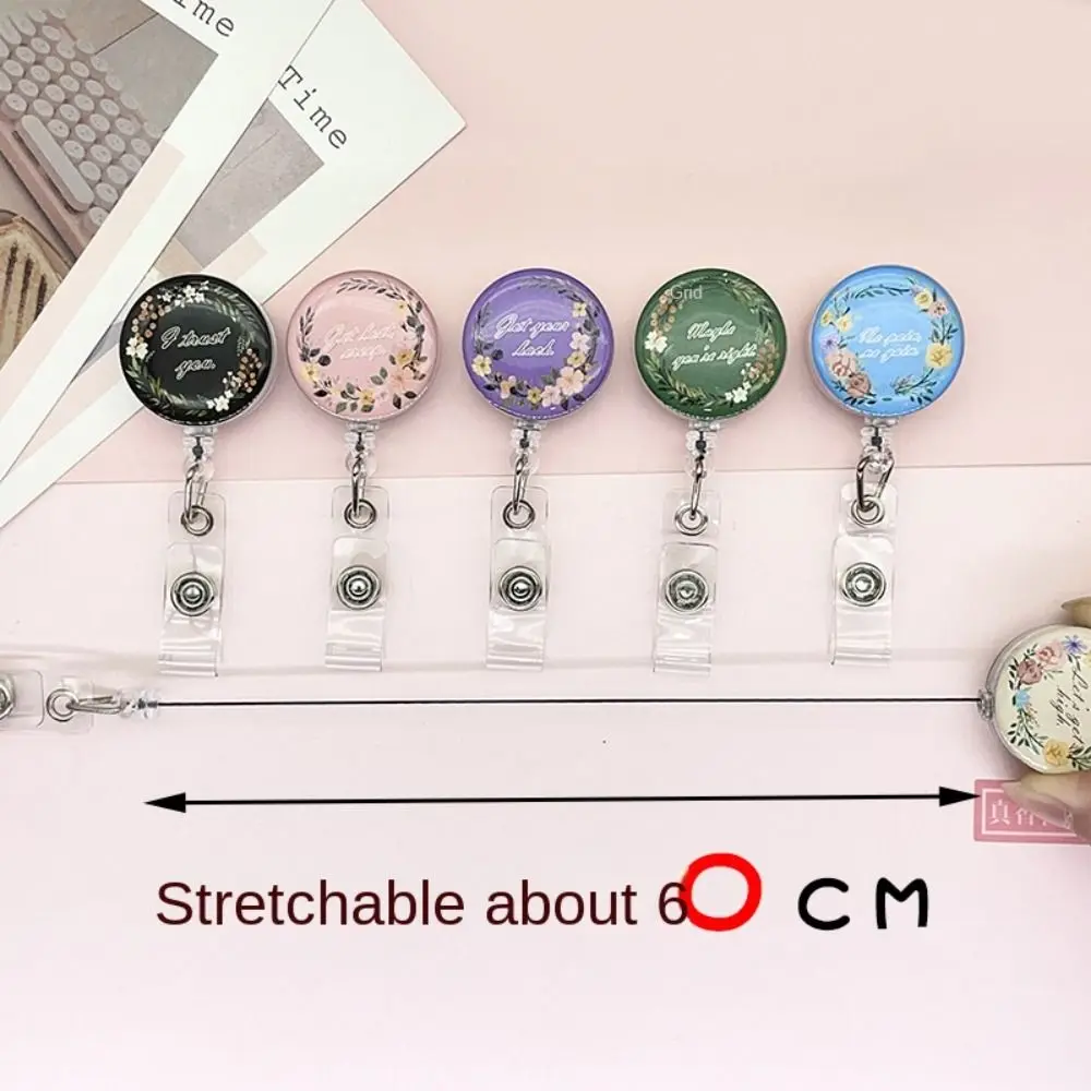 Cute Stretchable Badge Clip Wreath Fall-proof Retractable Badge Reel Work Card Clip Multicolor Nurse Badge Holder Name Tag