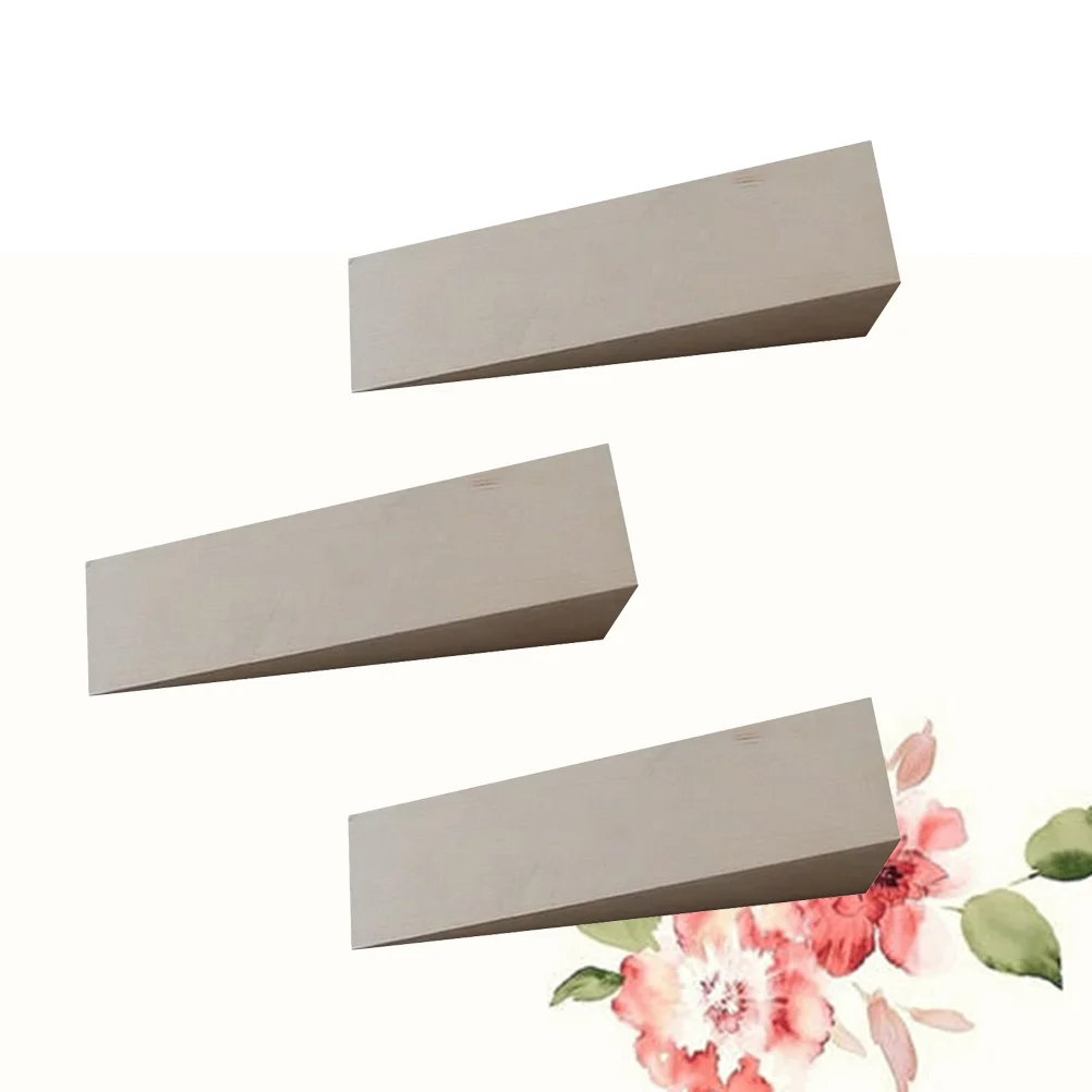 

3PCS Door Stop Sturdy Wooden Door Stopper Practical Triangular Wedges Heavy Duty Door Wood Stopper Household Wedge Door Holder f