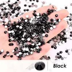 Black Flatback Strass Crystal 3D Glass Swarovsky DIY Non-Hotfix Loose Emeral Nail Rhinestones Art Decoration Shiny Stone Gems P2