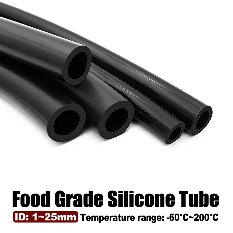 

Пищевой черный силиконовый шланг (ID 1-25 мм), без запаха, нетоксичный, термостойкий, гибкий, антипригарный, для питьевой воды, для домашнего пивоварения