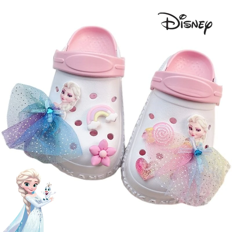 

Милые тапочки с изображением принцессы Эльзы из мультфильма Disney Frozen, летняя новая домашняя обувь для девочек, уличная нескользящая пляжная обувь, подарок
