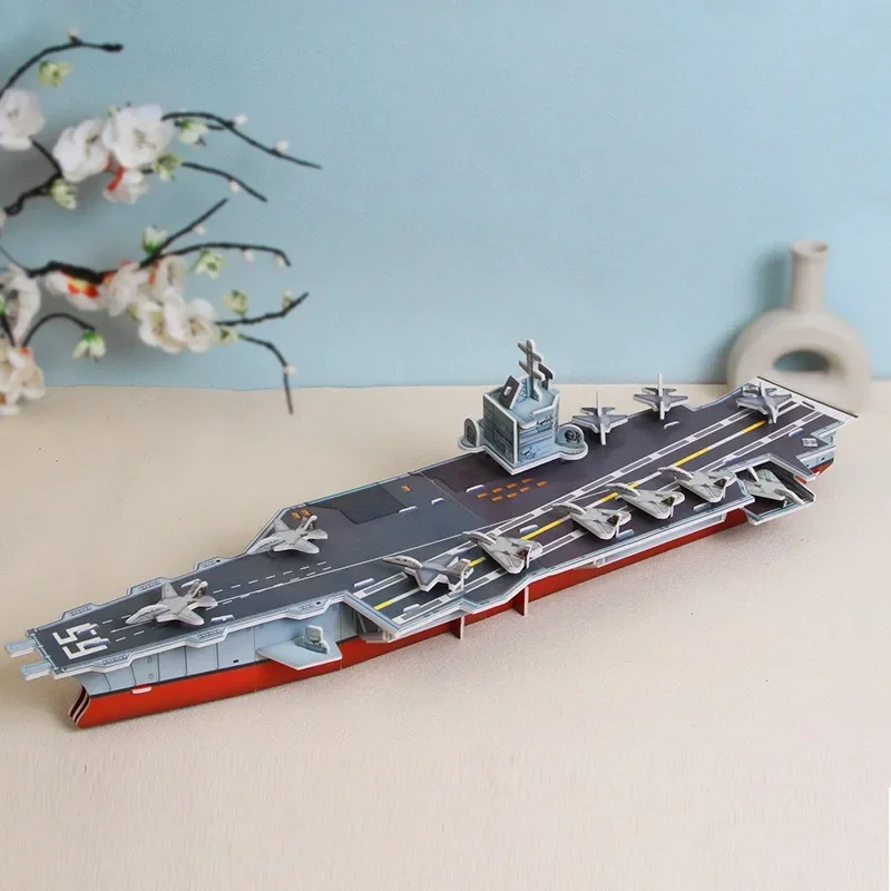 3D Paper Puzzle DIY Aircraft Carrier Puzzlels Children's Model Manual Early Education Puzzle Montessori Play Game Toys