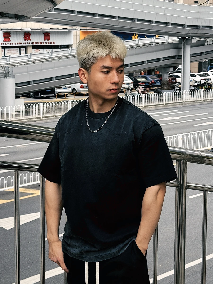 

Футболка American Waed Spray Dyeing ort Sve, мужская футболка из плотного чистого хлопка, свободная, большого размера, повседневная, модная, высокая...