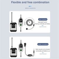 Top UHF Wireless Microphone System Dual Head Wearable and Lavalier Microphone for Events, Speeches & Recording A