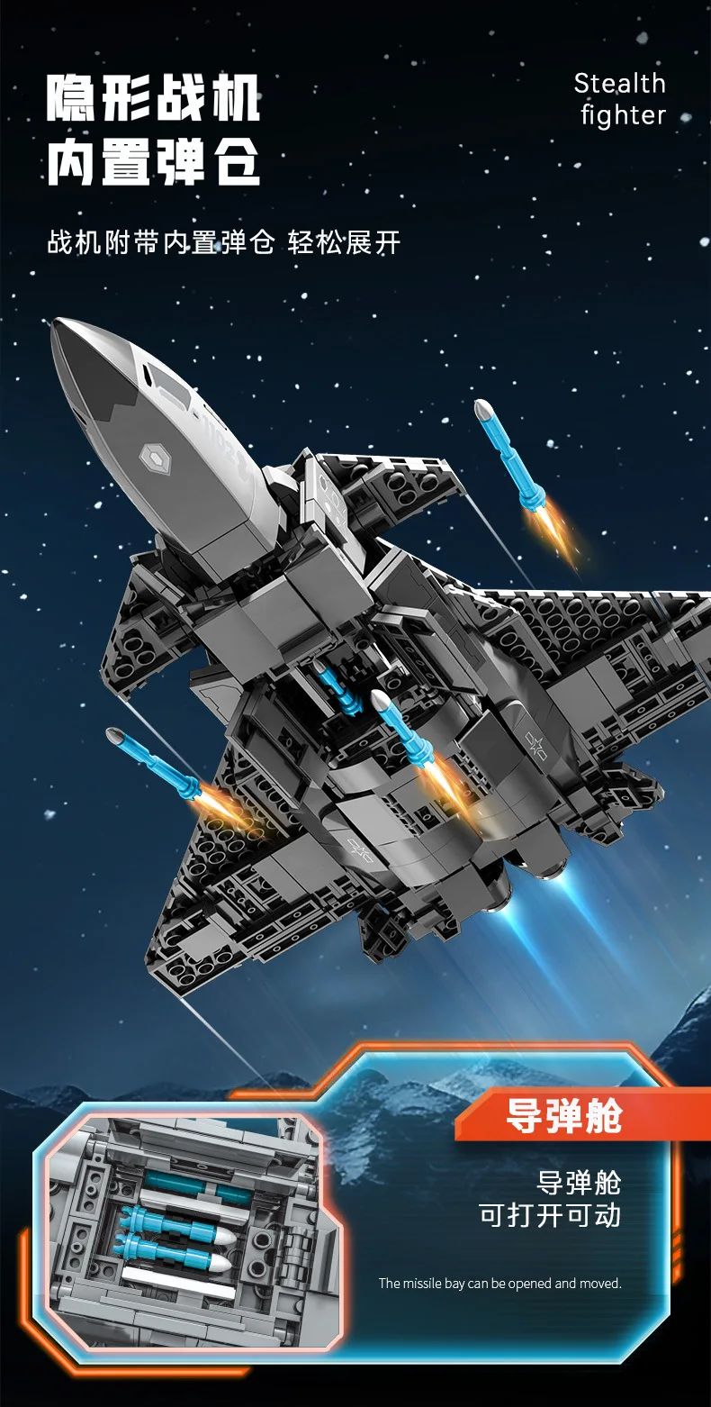 Militair model bakstenen speelgoed Chinese verticale start en landing gevechtsvliegtuig bouwstenen vliegtuig compatibel met LEGO